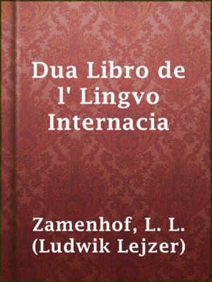 cover image of Dua Libro de l' Lingvo Internacia